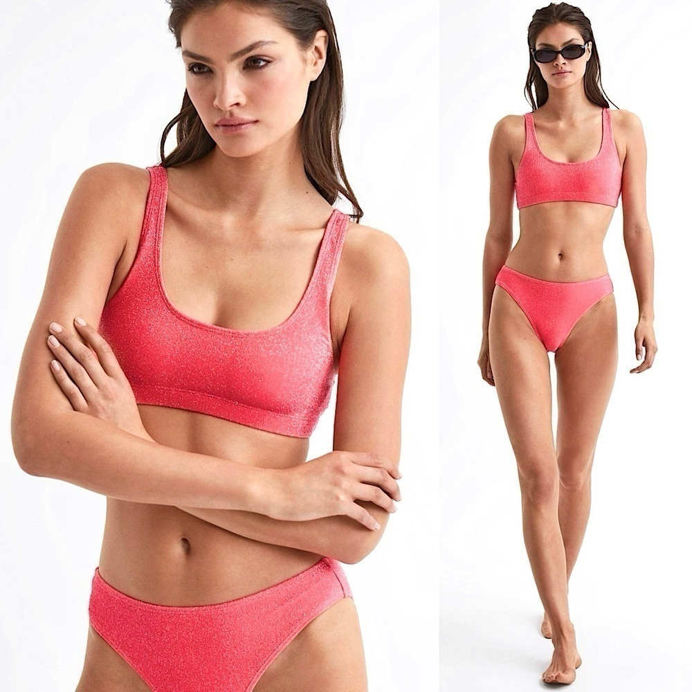 Good American Sparkle Scoop Bikini Top